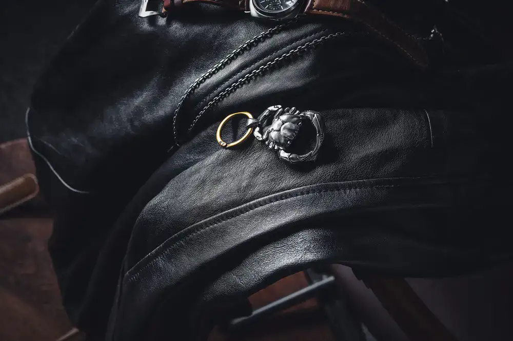 Heavy silver cuffs on display