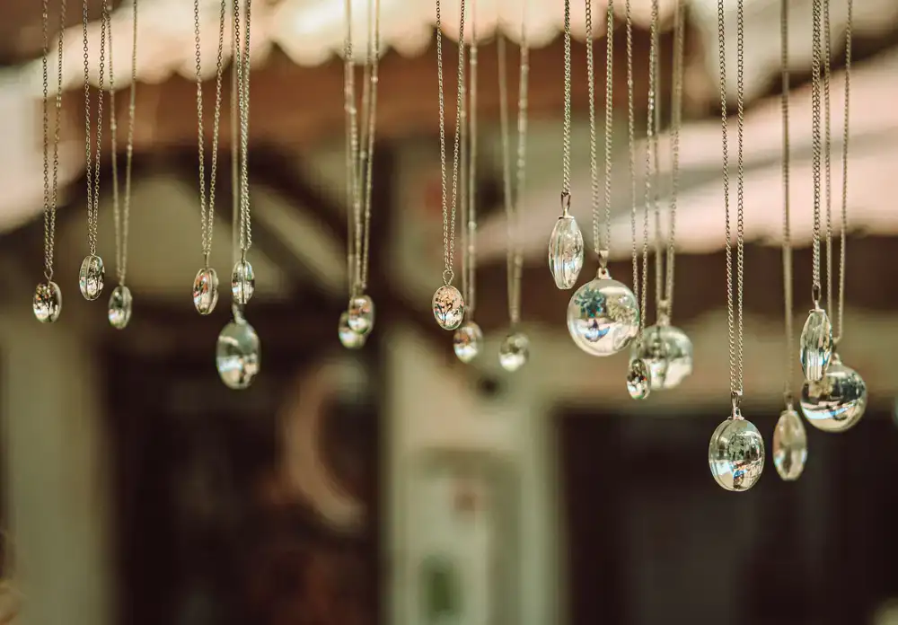 Delicate silver chains and pendants