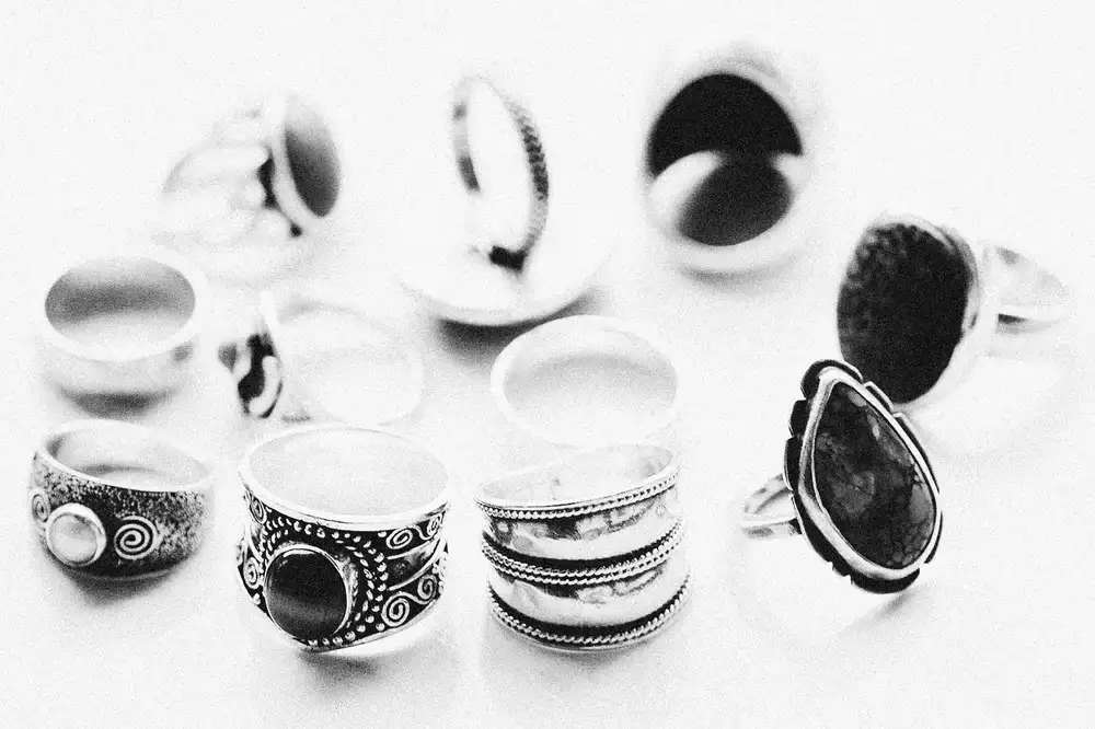 Collection of heavy silver rings